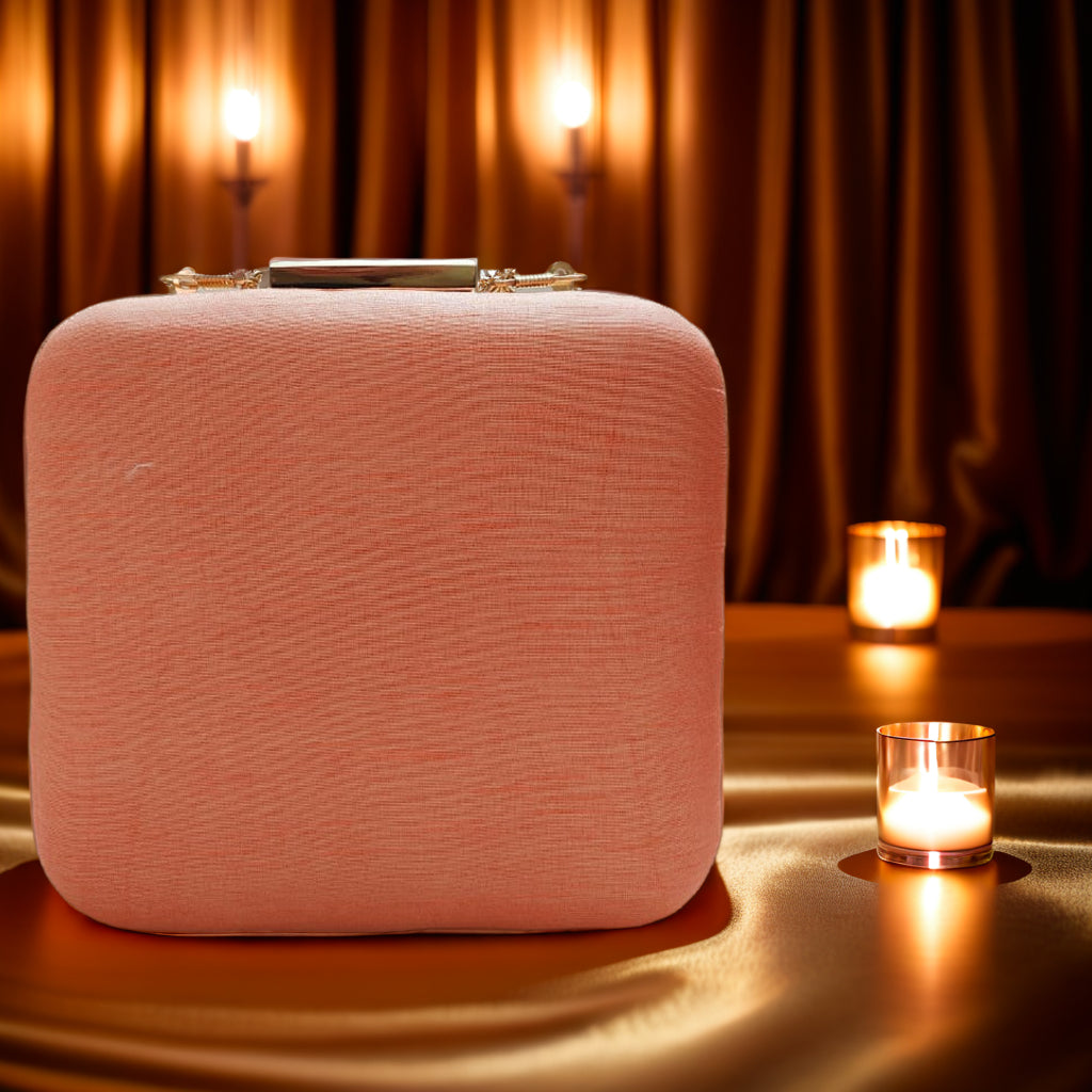 Pure Silk Hand Embroidered Phulkari Clutch - calm peach pink + Artisanal + Punjab + Tradition + Women + MakeInIndia + Handicraft + Motif + trend + festival wear + comfort wear + smart wear + trendy wear + indian ethnic + cultural wear + rakhi + diwali + ganesh cahturthi + friends wear + date wear + casual wear + indian wear + western wear + trendy attire + fashion + stylish + dinner + clutch + handbag + sling bag + classy + marriage essentials + bride wear