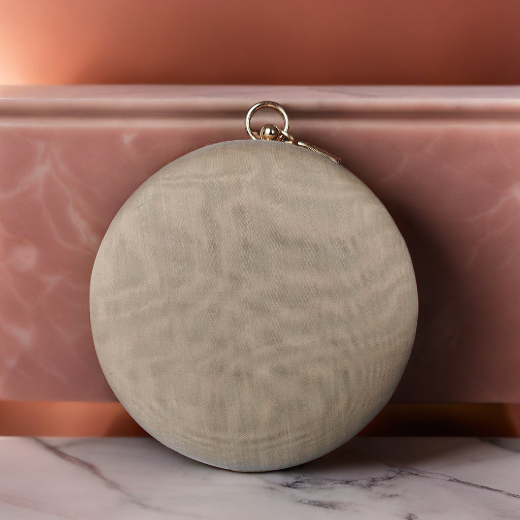 Pure Silk Hand Embroidered Phulkari Clutch - fawn cream pink+ Artisanal + Punjab + Tradition + Women + MakeInIndia + Handicraft + trend + festival wear + comfort wear + smart wear + trendy wear + indian ethnic + cultural wear + rakhi + diwali + friends wear + date wear + casual wear + indian wear + western wear + trendy attire + fashion + stylish + dinner + clutch + handbag + sling bag + classy + marriage essentials + bride wear + punjab + panjab + handwork + vibrant + signature + trendy + luxury + best