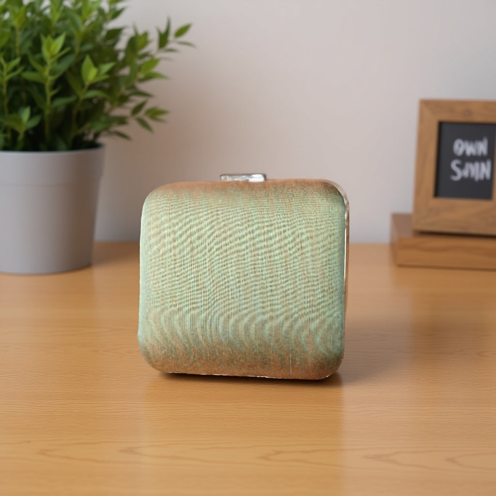 Hand Work Phulkari Clutch - Phool Gaadi - Pastel Green - Square