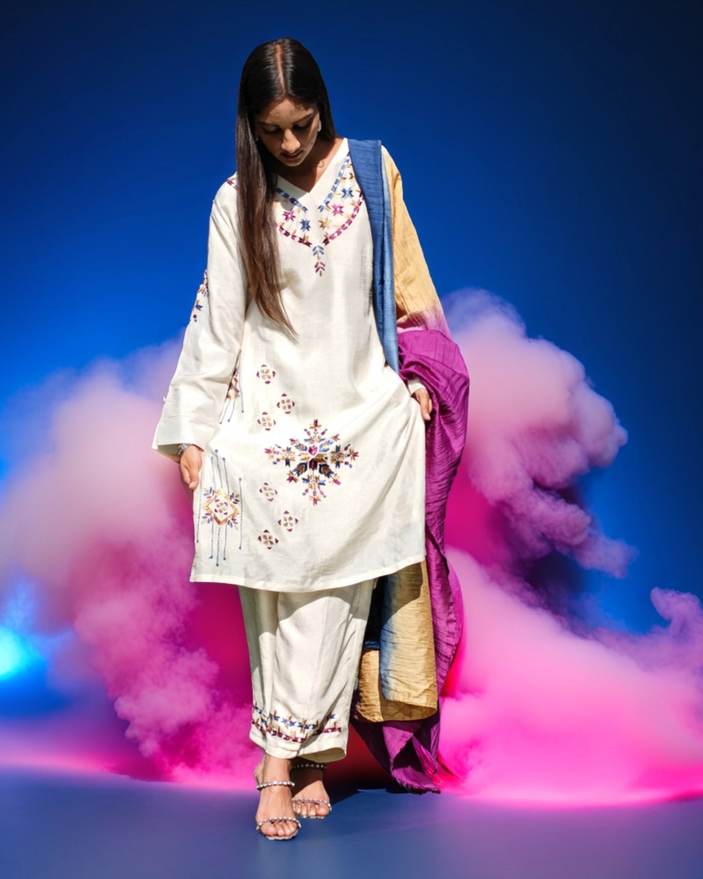 Pure Cotton Silk Hand Embroidered Phulkari Kurti - Noor-e-Gul