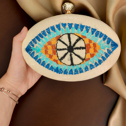 Hand Work Phulkari Clutch - Moonlit Eye