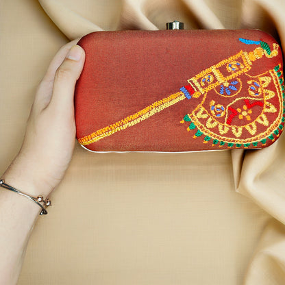 Hand Work Phulkari Clutch - Surkh Pakhi