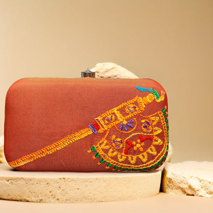 Hand Work Phulkari Clutch - Surkh Pakhi