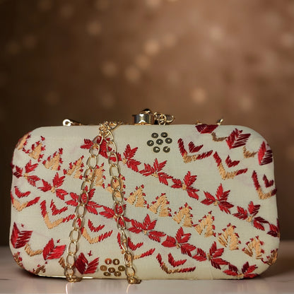 Hand Work Phulkari Clutch - Beige Elegance