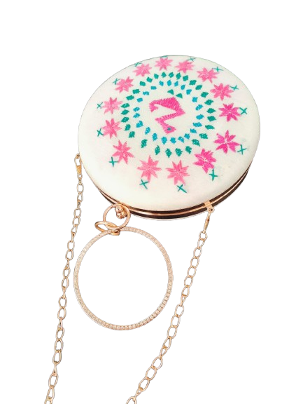 Pure Silk Hand Embroidered Phulkari Clutch -off white + Artisanal + Punjab + Tradition + Women + MakeInIndia + Handicraft +  trend + festival wear + comfort wear + smart wear + trendy wear + indian ethnic + cultural wear + rakhi + diwali + ganesh cahturthi + friends wear + date wear + casual wear + indian wear + western wear + trendy attire + fashion + stylish + dinner + clutch + handbag + sling bag + classy + marriage essentials + bride wear + punjab + panjab + handwork + vibrant + signature