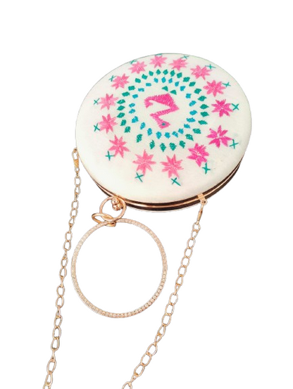 Pure Silk Hand Embroidered Phulkari Clutch -off white + Artisanal + Punjab + Tradition + Women + MakeInIndia + Handicraft +  trend + festival wear + comfort wear + smart wear + trendy wear + indian ethnic + cultural wear + rakhi + diwali + ganesh cahturthi + friends wear + date wear + casual wear + indian wear + western wear + trendy attire + fashion + stylish + dinner + clutch + handbag + sling bag + classy + marriage essentials + bride wear + punjab + panjab + handwork + vibrant + signature