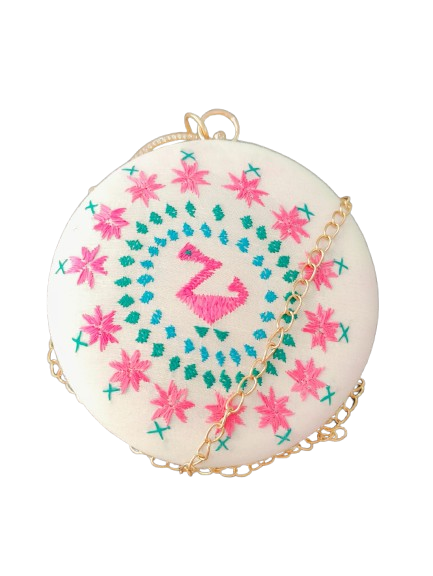 Pure Silk Hand Embroidered Phulkari Clutch -off white + Artisanal + Punjab + Tradition + Women + MakeInIndia + Handicraft +  trend + festival wear + comfort wear + smart wear + trendy wear + indian ethnic + cultural wear + rakhi + diwali + ganesh cahturthi + friends wear + date wear + casual wear + indian wear + western wear + trendy attire + fashion + stylish + dinner + clutch + handbag + sling bag + classy + marriage essentials + bride wear + punjab + panjab + handwork + vibrant + signature