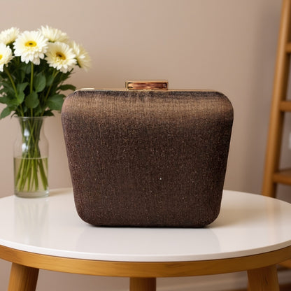 Hand Work Phulkari Clutch - Brown Beauty - Square