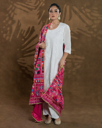 Pure Silk Hand Work Dupatta - Elegance - Unveils the Heritage of Punjab with 52 Motifs (Bawan Bagh)