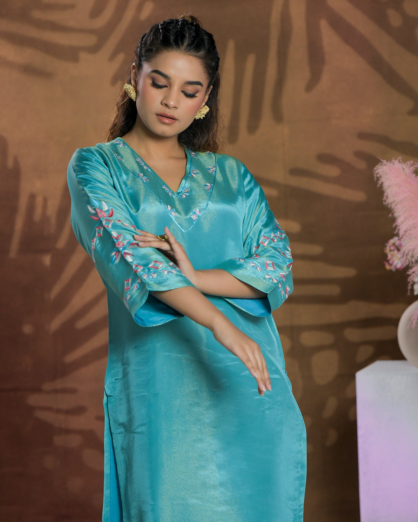 Pure Tissue Hand Work Phulkari Kurti