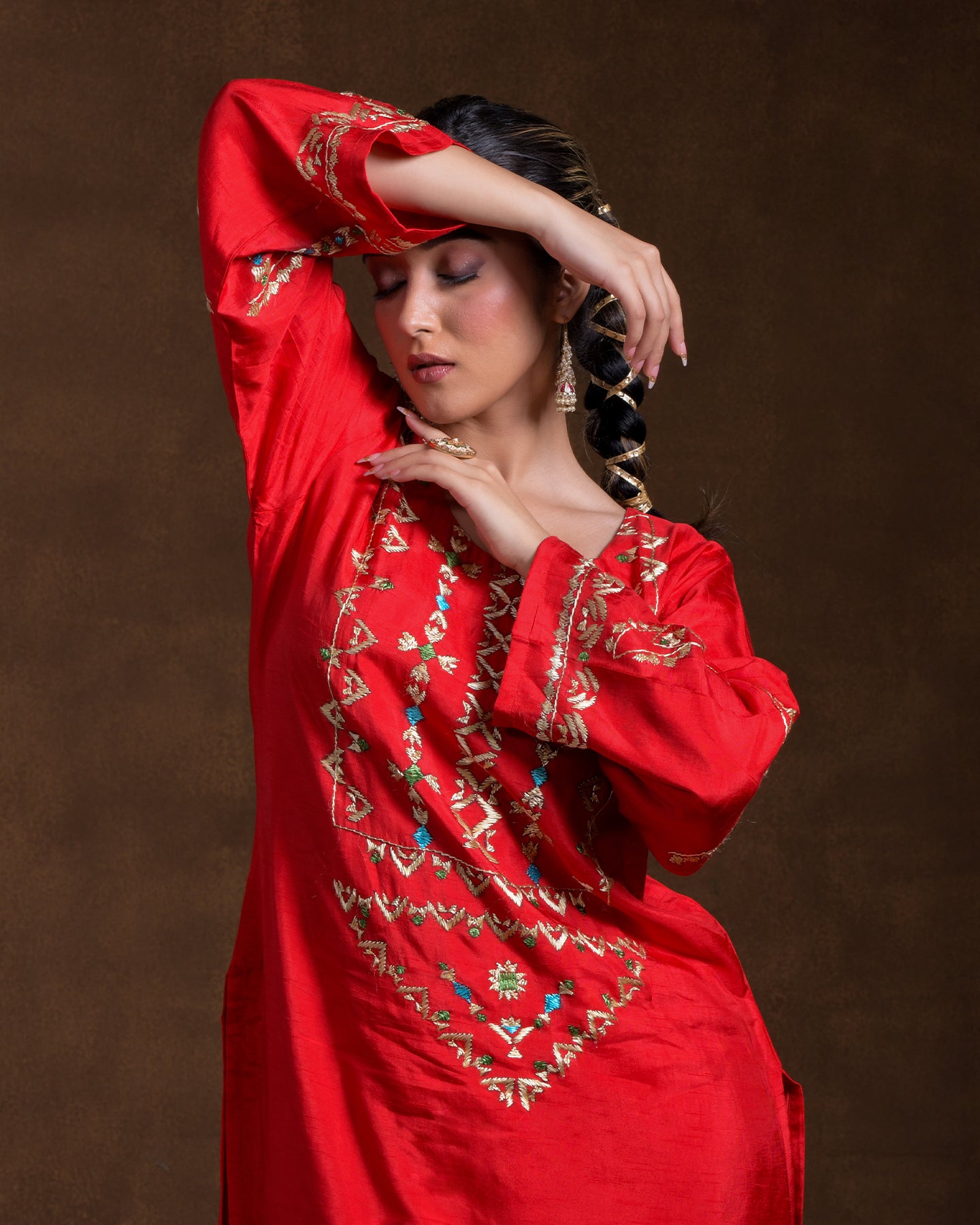 Pure Silk Hand Embroidered Phulkari top bottom suit set tunic kurti pant combination set- heritage red Colours + Artisanal + Punjab + Tradition + Women + MakeInIndia + Handicraft + trend + festival wear + comfort wear + smart wear + trendy wear + indian ethnic + cultural wear + rakhi + diwali + ganesh cahturthi + friends wear + date wear + casual wear + indian wear + western wear + trendy attire + fashion + stylish + dinner + luxury + premium + royal + signature + clasic + prettiest + top + dupatta + shagan