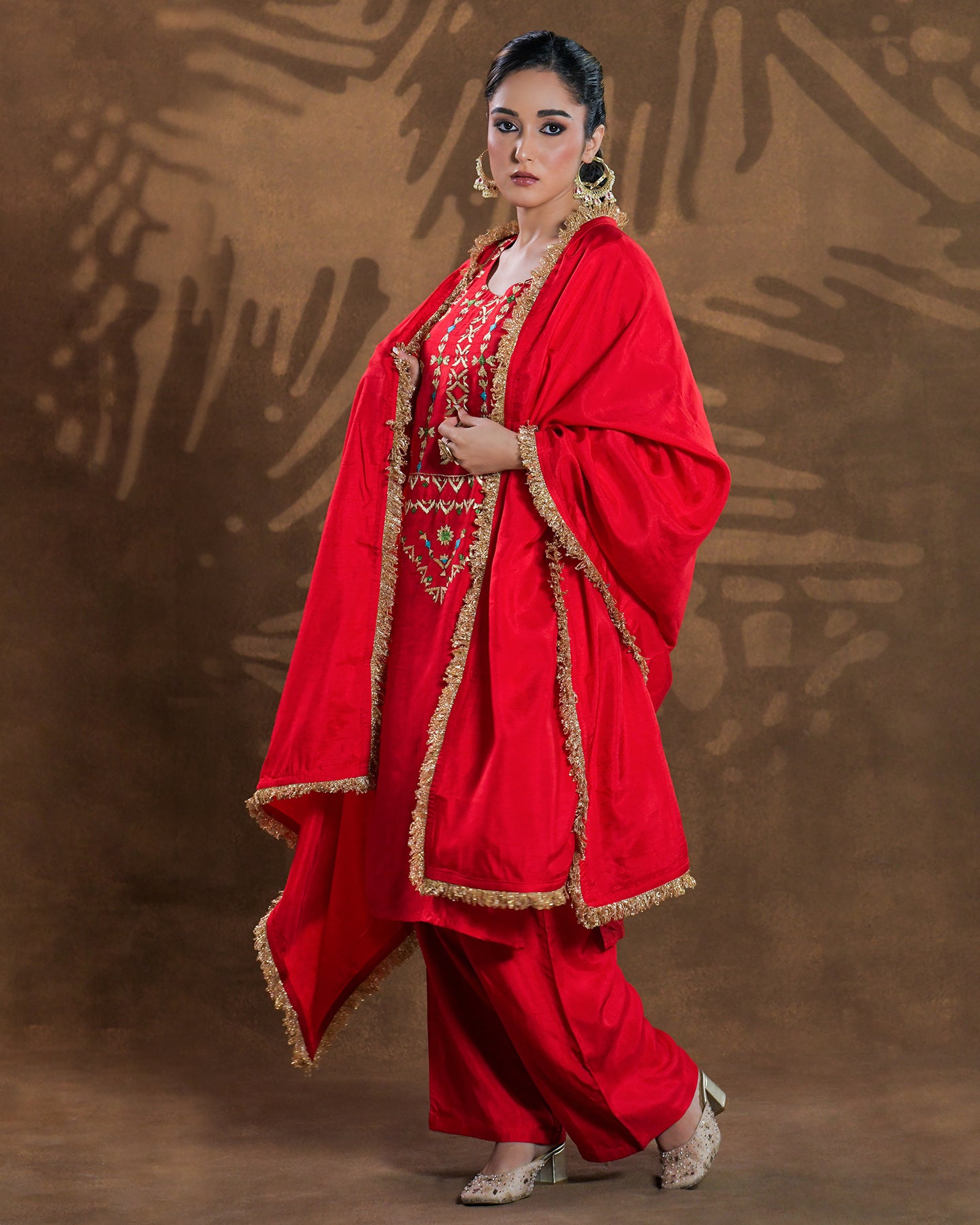 Pure Silk Hand Embroidered Phulkari top bottom suit set tunic kurti pant combination set- heritage red Colours + Artisanal + Punjab + Tradition + Women + MakeInIndia + Handicraft + trend + festival wear + comfort wear + smart wear + trendy wear + indian ethnic + cultural wear + rakhi + diwali + ganesh cahturthi + friends wear + date wear + casual wear + indian wear + western wear + trendy attire + fashion + stylish + dinner + luxury + premium + royal + signature + clasic + prettiest + top rated + new