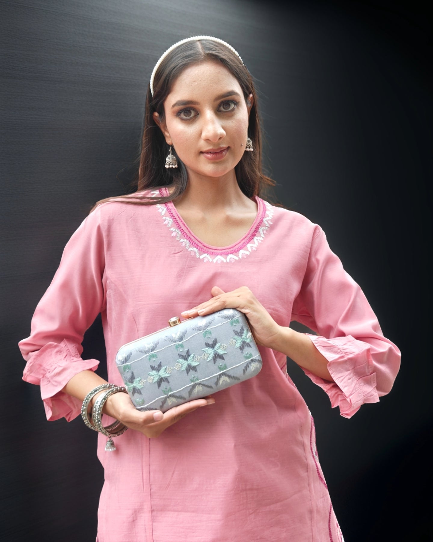 Pure Cotton Silk Hand Work Phulkari Tunic - Rose Grace
