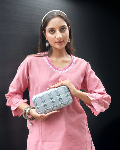 Pure Cotton Silk Hand Work Phulkari Tunic - Rose Grace