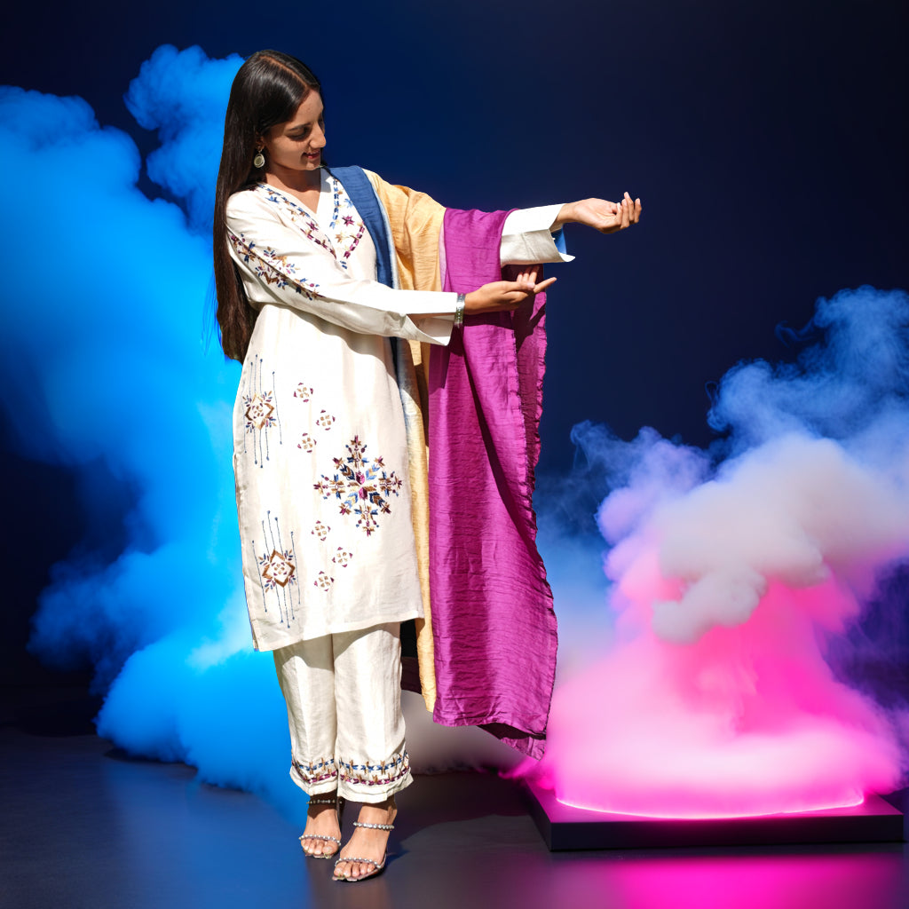 Pure Cotton Silk Triple Shaded Dupatta - Noor-e-gul