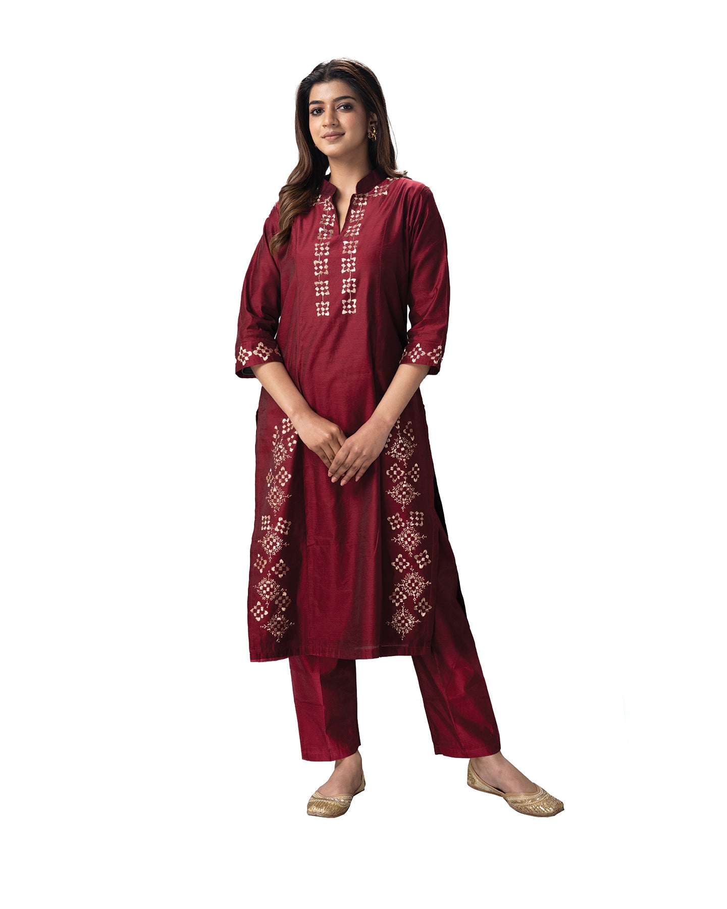 Pure Chanderi Hand Embroidered Phulkari Kurti Pant - Royal Maroon + Artisanal + Punjab + Tradition + Women + MakeInIndia + Handicraft + Panjab + Rang + Colours + Girl Clothing + Fulkari + Threads + Colours + Colors + Embroidery + Handwork + Artisan + Stylish + royal + kitty + dinner + sangeet + office + ias + govt party +get together + designer + luxury + aesthetic + smart + best