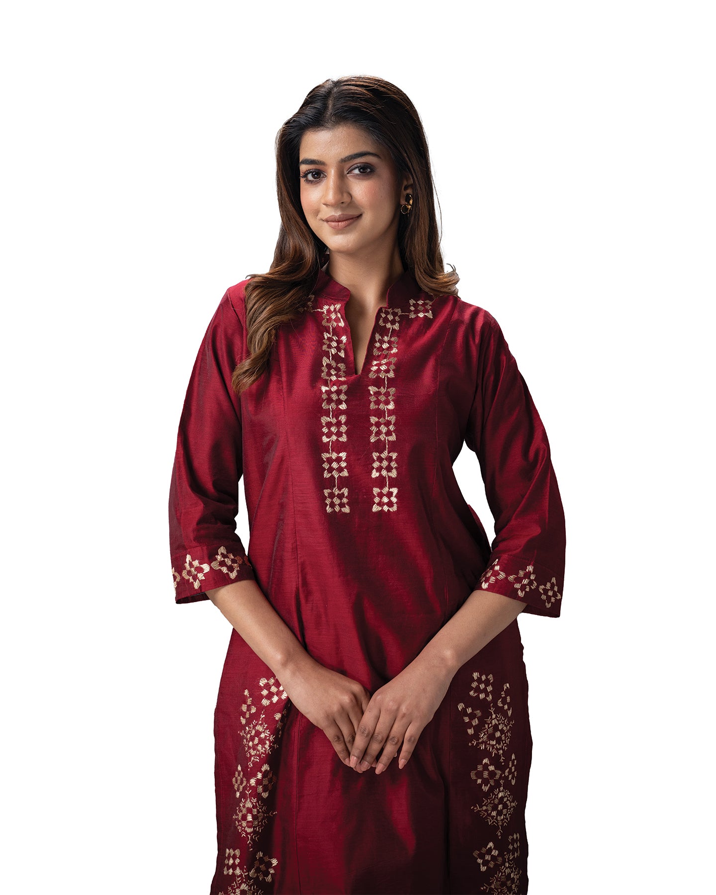 Pure Chanderi Hand Embroidered Phulkari Kurti Pant - Royal Maroon + Artisanal + Punjab + Tradition + Women + MakeInIndia + Handicraft + Panjab + Rang + Colours + Girl Clothing + Fulkari + Threads + Colours + Colors + Embroidery + Handwork + Artisan + Stylish + royal + kitty + dinner + sangeet + office + ias + govt party +get together + designer + luxury + aesthetic + smart + best