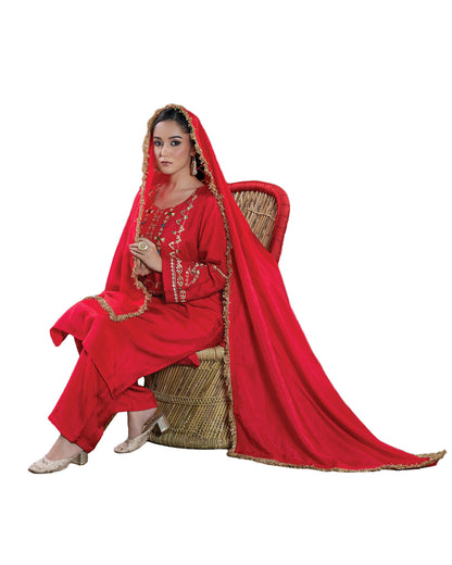 Pure Silk Hand Embroidered Phulkari top bottom suit set tunic kurti pant combination set- heritage red Colours + Artisanal + Punjab + Tradition + Women + MakeInIndia + Handicraft + trend + festival wear + comfort wear + smart wear + trendy wear + indian ethnic + cultural wear + rakhi + diwali + ganesh cahturthi + friends wear + date wear + casual wear + indian wear + western wear + trendy attire + fashion + stylish + dinner + luxury + premium + royal + signature + clasic + prettiest + top + dupatta + shagan