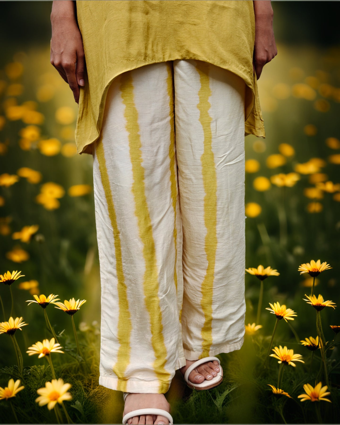 Pure Silk striped Palazo pants