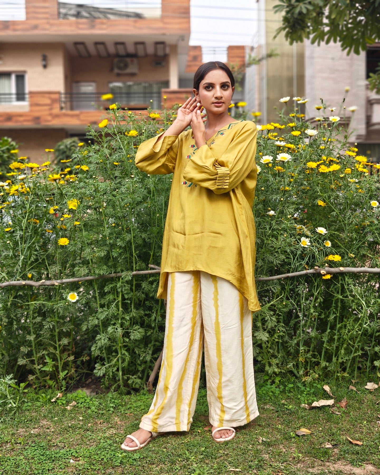 Pure Silk striped Palazo pants