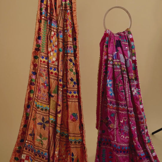 Pure Silk Hand Embroidered Phulkari Dupatta - 52 bagh + 52 Motif + bawan bagh + bavan bagh + bavan baagh + multicolor + royal + antique + Artisanal + Punjab + Tradition + Women + MakeInIndia + Handicraft + Panjab + Rang + Colours + Girl Clothing + Fulkari + Threads + Colours + Colors + Embroidery + Handwork + Artisan + Stylish + Royalty + Royal + Decoration + Decor+ Heritage Punjab + marriage + shaadi + dupatta + shadi + dulhan + bride + shagan + punjabi wedding + anand karaj + fere